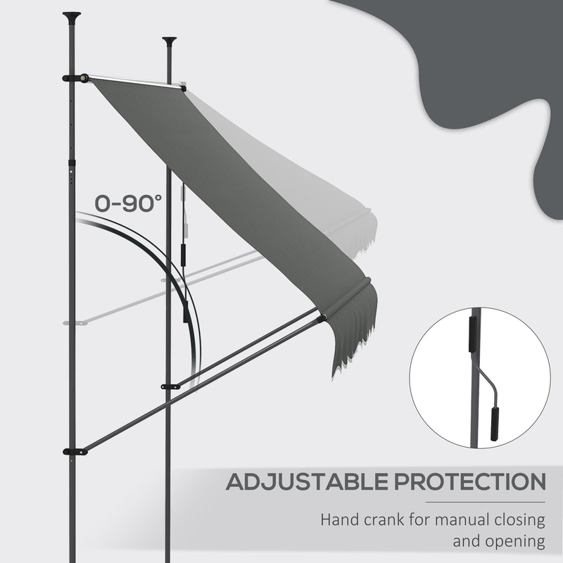 Outsunny Freestanding Retractable Awning, Non-Screw Garden Awning