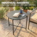 Outsunny 54 cm Round Garden Table, Slatted Wood Top Outdoor Table, Dark Grey