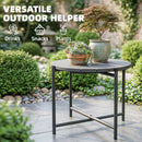 Outsunny 54 cm Round Garden Table, Slatted Wood Top Outdoor Table, Dark Grey