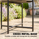 Outsunny 54 cm Round Garden Table, Slatted Wood Top Outdoor Table, Dark Grey