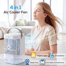 HOMCOM 4-in-1 Mini Air Cooler With RGB 7 LED Light, Cooling Fan, White