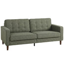 HOMCOM 3 Seater Sofa with Button Tufting Wood Legs, Green