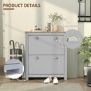 HOMCOM 2 Drawer Shoe Cabinet Narrow Shoe Cupboard with Flip Doors, Grey