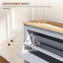 HOMCOM 2 Drawer Shoe Cabinet Narrow Shoe Cupboard with Flip Doors, Grey