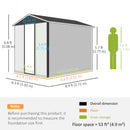 Outsunny 9'x6' Galvanised Metal Garden Shed Tool Storage Shed for Patio Grey