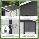 Outsunny 9'x6' Galvanised Metal Garden Shed Tool Storage Shed for Patio Grey