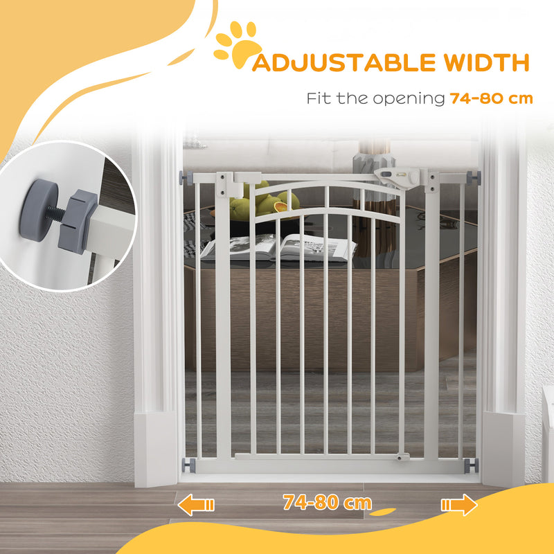 Pressure Fit Safety Gate w/ Auto Closing Door, for Small, Medium Dogs, 74-80cm