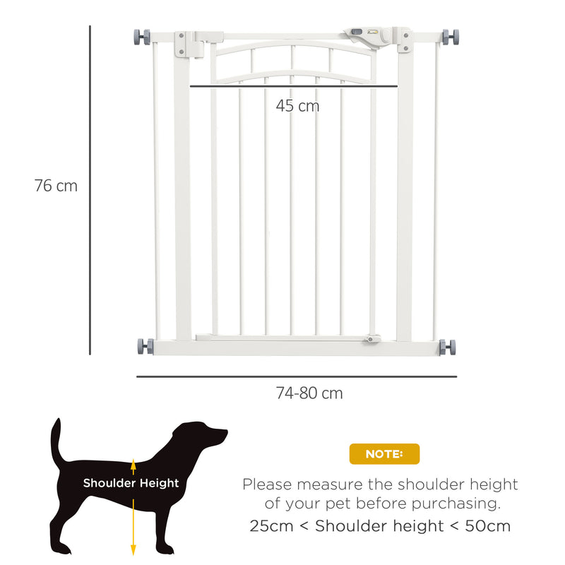 Pressure Fit Safety Gate w/ Auto Closing Door, for Small, Medium Dogs, 74-80cm