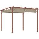 Outsunny 3 X 3(m) Aluminium Garden Pergola With Retractable Roof, Natural