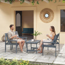 Outsunny 4 Seater Garden Furniture Sofa Set with Curved Seat, Grey