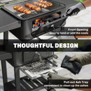 Outsunny Charcoal BBQ Grill, Large Barbecue Grill Smoker With Wheels, Black