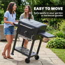 Outsunny Charcoal BBQ Grill, Large Barbecue Grill Smoker With Wheels, Black