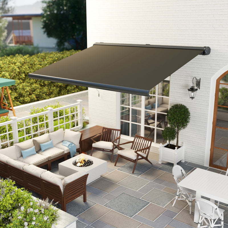 Outsunny 4x3(m) Full Cassette Electric Awning, Aluminium Frame
