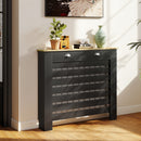 HOMCOM Radiator Cover With Drawer, Horizontal Slat Black