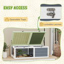 PawHut Tortoise House, Wooden Tortoise Table w/ Lamp Holder - Grey