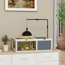 PawHut Tortoise House, Wooden Tortoise Table w/ Lamp Holder - Grey