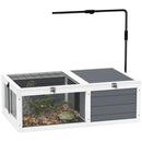 PawHut Tortoise House, Wooden Tortoise Table w/ Lamp Holder - Grey