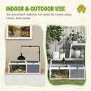 PawHut Tortoise House, Wooden Tortoise Table w/ Lamp Holder - Grey