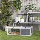 PawHut Tortoise House, Wooden Tortoise Table w/ Lamp Holder - Grey