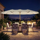 Outsunny Double Sided Garden Parasol With 48 Solar LED Lights 4.6m Cream White