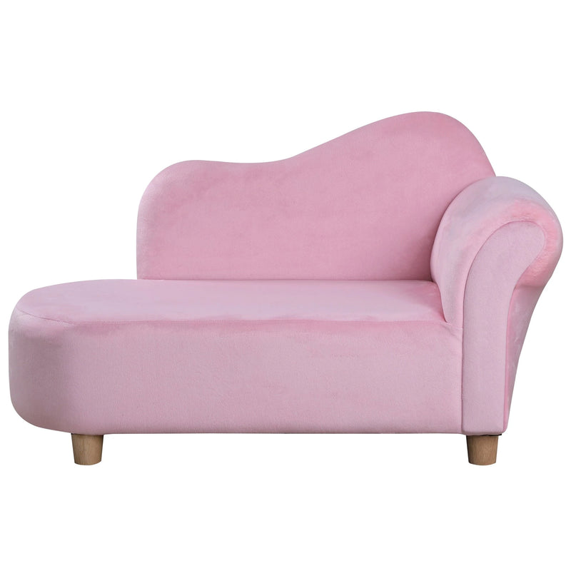 HOMCOM Kids Velvet-Like Chaise Lounge – Pink