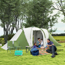 Outsunny 4-6 Man Camping Tent with 2 Bedroom and Living Area, Green, White