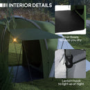 Outsunny 4-6 Man Camping Tent with 2 Bedroom and Living Area, Green, White