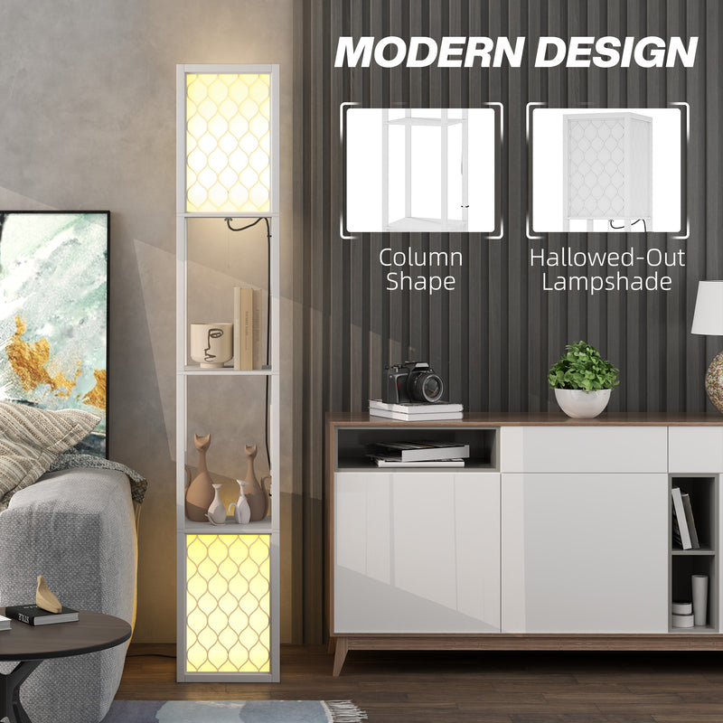 HOMCOM 2-Light Modern Floor Lamp with Shelves for Living Room, Bedroom