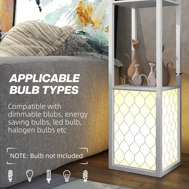 HOMCOM 2-Light Modern Floor Lamp with Shelves for Living Room, Bedroom