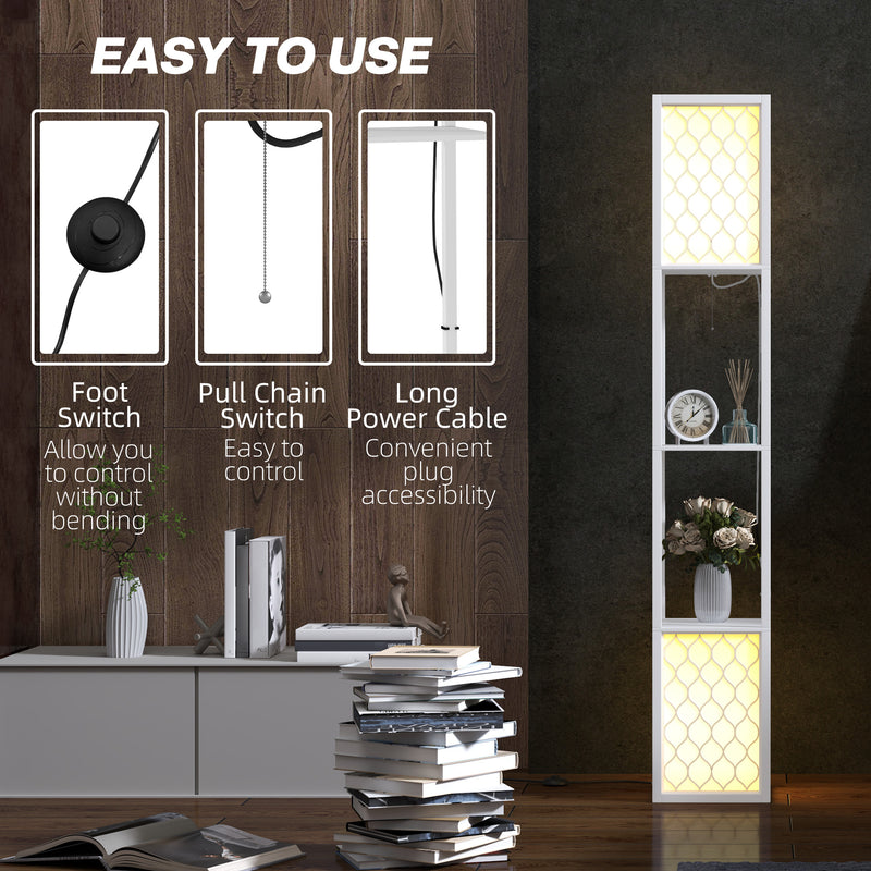 HOMCOM 2-Light Modern Floor Lamp with Shelves for Living Room, Bedroom
