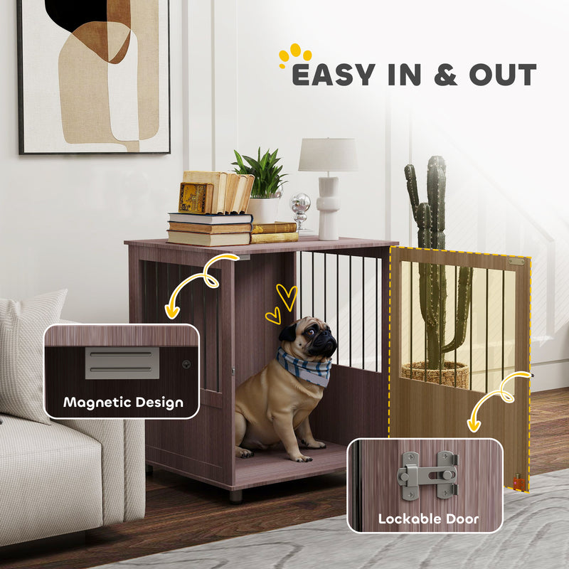 PawHut Dog Crate Kennel Cage, Indoor End Table, Purple