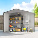 Outsunny 8 X 6ft Garden Storage Shed With Double Door, Light Grey