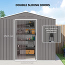 Outsunny 8 X 6ft Garden Storage Shed With Double Door, Light Grey