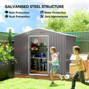 Outsunny 8 X 6ft Garden Storage Shed With Double Door, Light Grey