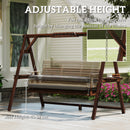 Outsunny 3 Seater Wooden Garden Swing Seat Chair With Side Trays And Cushion