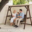 Outsunny 3 Seater Wooden Garden Swing Seat Chair With Side Trays And Cushion