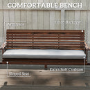 Outsunny 3 Seater Wooden Garden Swing Seat Chair With Side Trays And Cushion