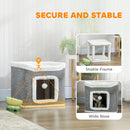 PawHut Cat House for Indoor Kittens, 2-Level Cat Cave Bed, Grey