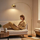 HOMCOM Arc Floor Lamp for Living Room, Free Standing Tall Lamp, Gold Tone