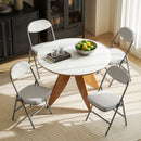 HOMCOM Folding Chairs Set of 4 with Cushioned Seat, Steel Frame, Off-White
