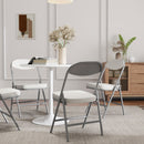 HOMCOM Folding Chairs Set of 4 with Cushioned Seat, Steel Frame, Off-White
