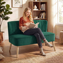 HOMCOM 46" Loveseat Sofa 2 Seater Sofa with Padded Seat, Dark Green