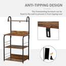 HOMCOM 4-Tier Baker's Rack with Storage, Microwave Stand with 4 Hooks