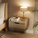 HOMCOM Floating Nightstands Set of 2, Nightstand with Drawer, Natural Wood