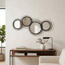 HOMCOM Metal Wall Art Decorative Mirror Decor Modern Wall Sculpture, Black