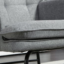 HOMCOM Rocking Chair With Footstool Fabric Wingback Chair For Bedroom Grey