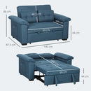 HOMCOM Click Clack Sofa Bed 2 Seater Sofa Bed for Living Room