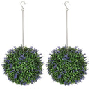 HOMCOM Set Of 2 Artificial Plant Topiary Balls, Faux Plants, Purple