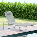 Outsunny Sun Lounger Foldable Reclining Chair with Headrest Light Grey