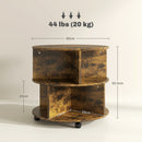 HOMCOM 3 Tier Coffee Table Round Rolling Centre Table W/ Wheels Rustic Brown